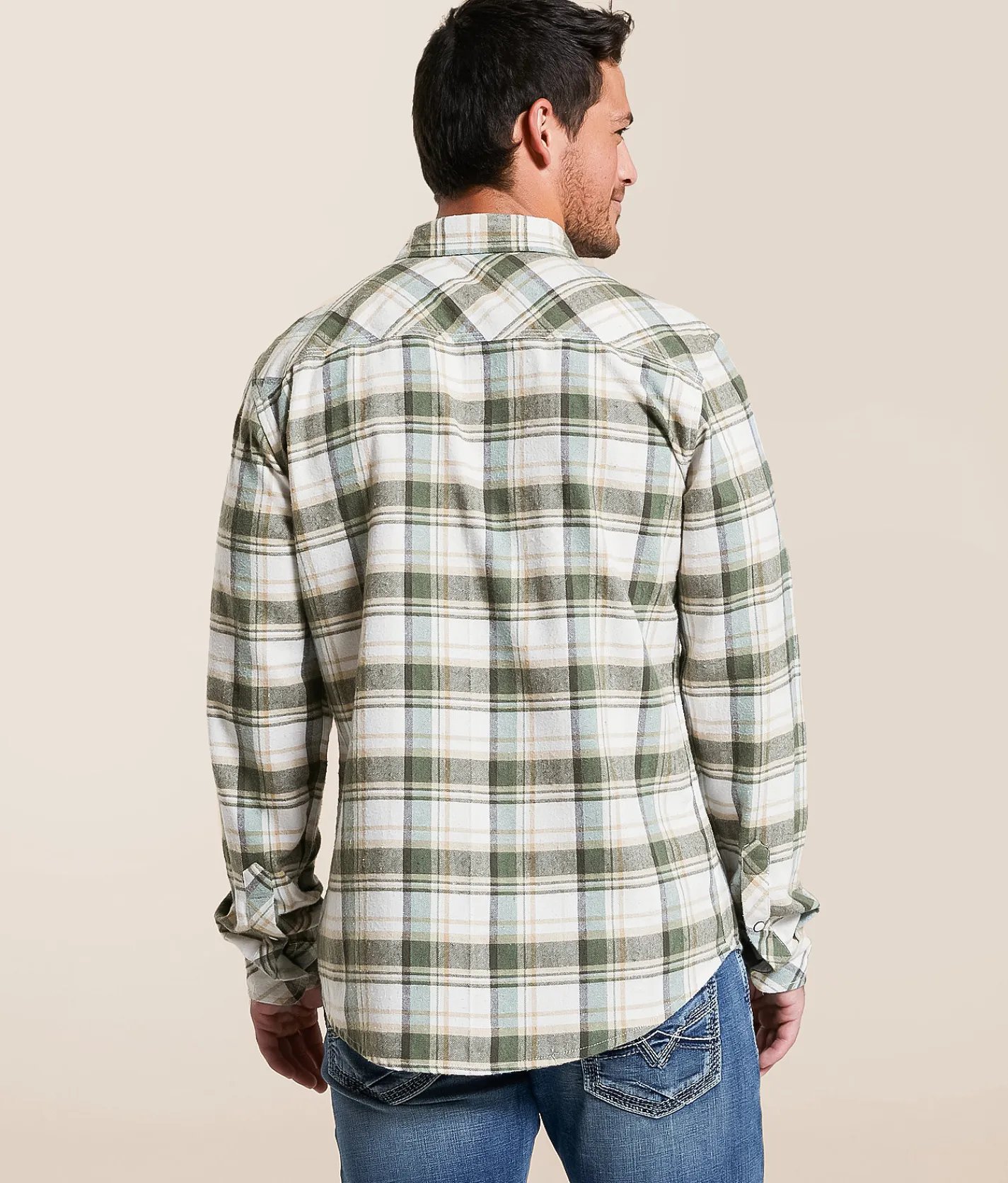 Reclaim Brushed Plaid Athletic Shirt White Green New