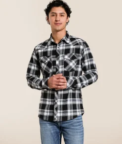 Reclaim Brushed Plaid Athletic Shirt Black Blue Hot