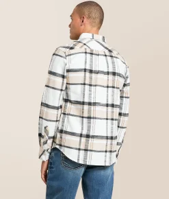 Departwest Brushed Plaid Athletic Shirt Tan Black Clearance