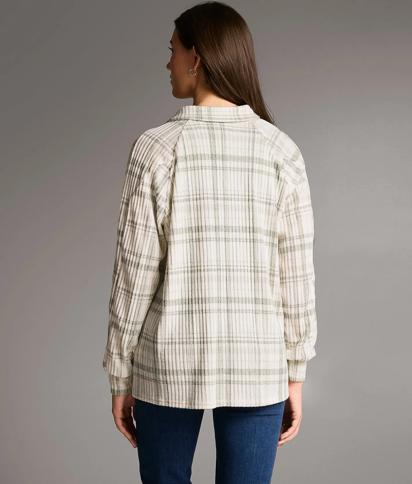 BKE Brushed Plaid Knit Shirt Green Outlet