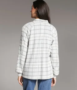 Tops | BKE Brushed Plaid Knit Shirt Grey