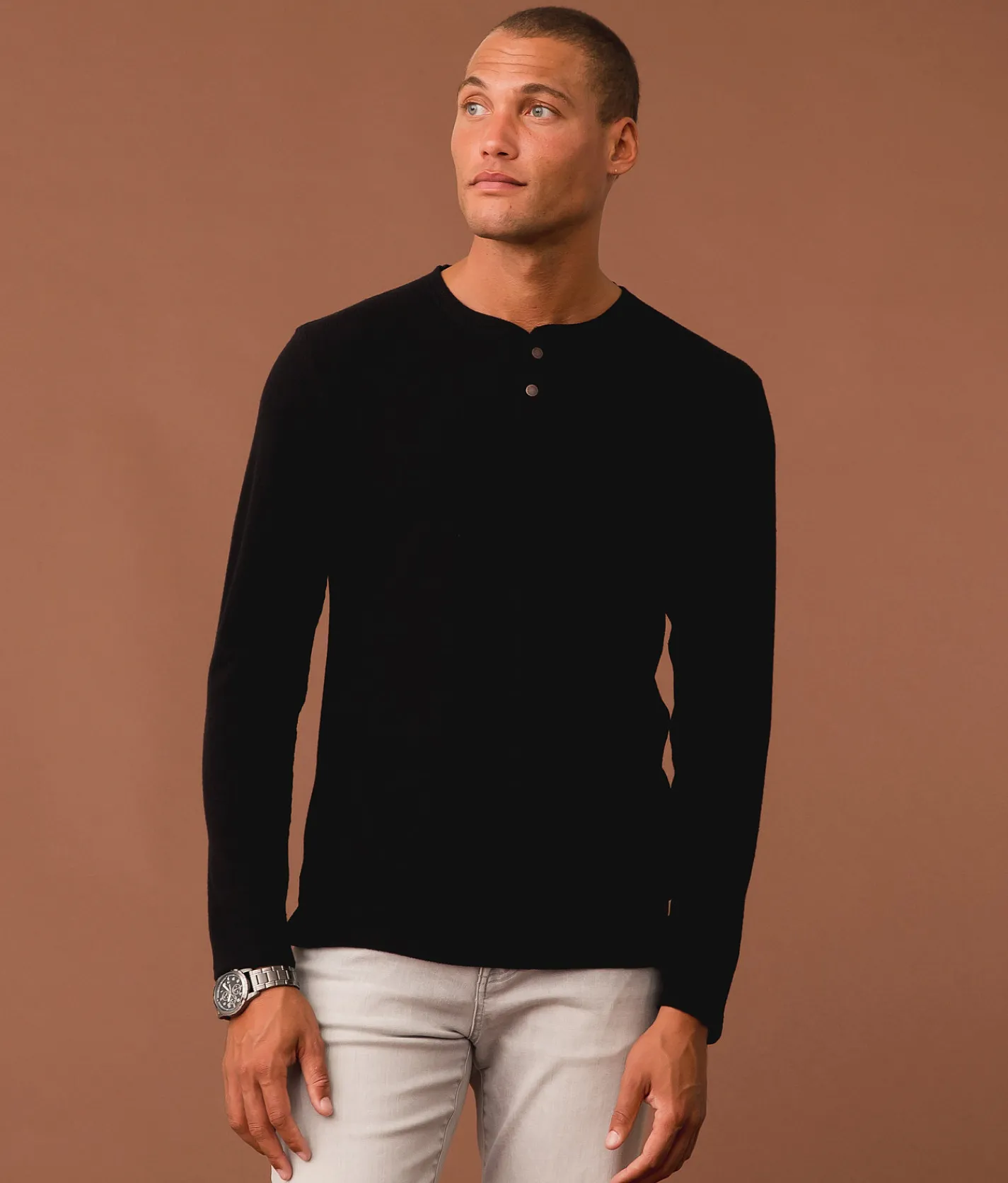 Tops | Outpost Makers Brushed Thermal Henley Black