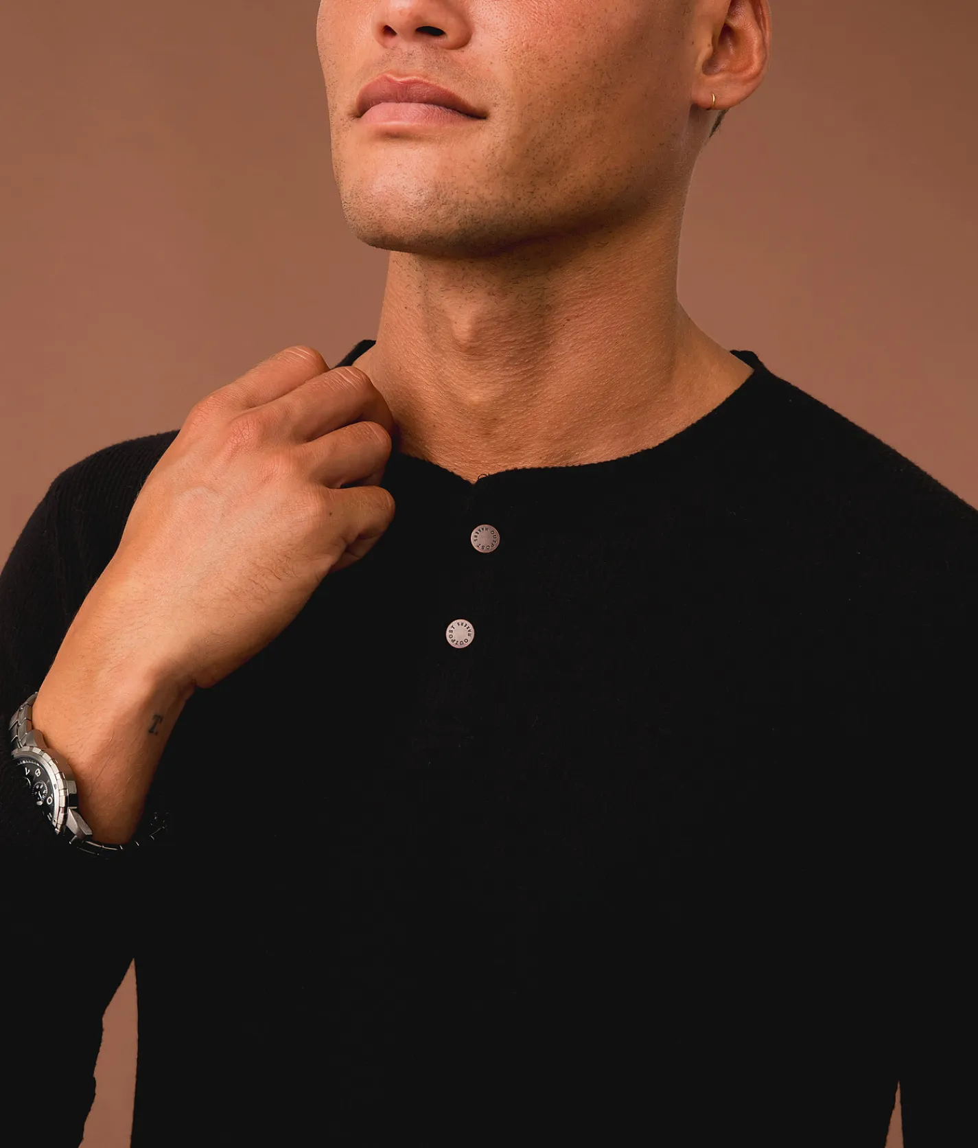 Tops | Outpost Makers Brushed Thermal Henley Black