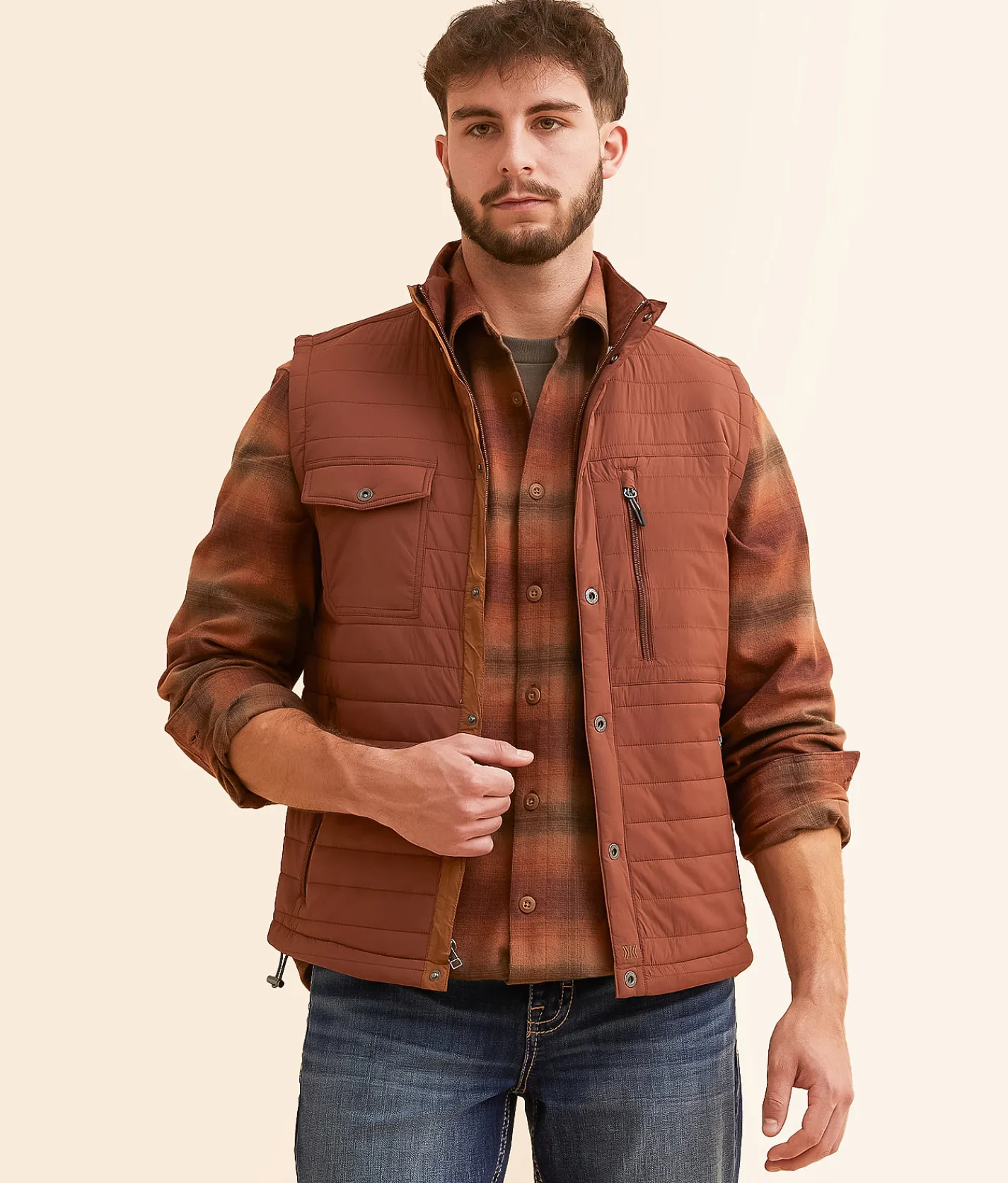 Dakota Grizzly Bryce Puffer Vest Brick Hot