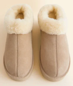 Bearpaw Brynne Platform Suede Slipper Oat New