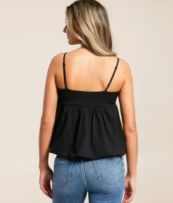 Willow & Root Bubble Tank Top Black Best