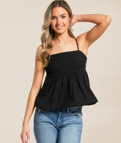 Willow & Root Bubble Tank Top Black Best