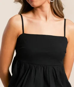 Willow & Root Bubble Tank Top Black Best