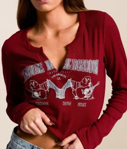 Tops | True Religion Buddha Cropped T-Shirt Biking Red