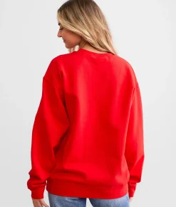 Tops | Junkfood Budweiser Holiday Oversized Pullover Red