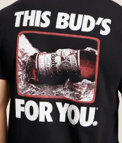 Junkfood Budwiser This Buds For You T-Shirt Black Clearance