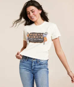 Tops | Sendero Provisions Co. Buena Suerte Cropped T-Shirt Vintage White Orange
