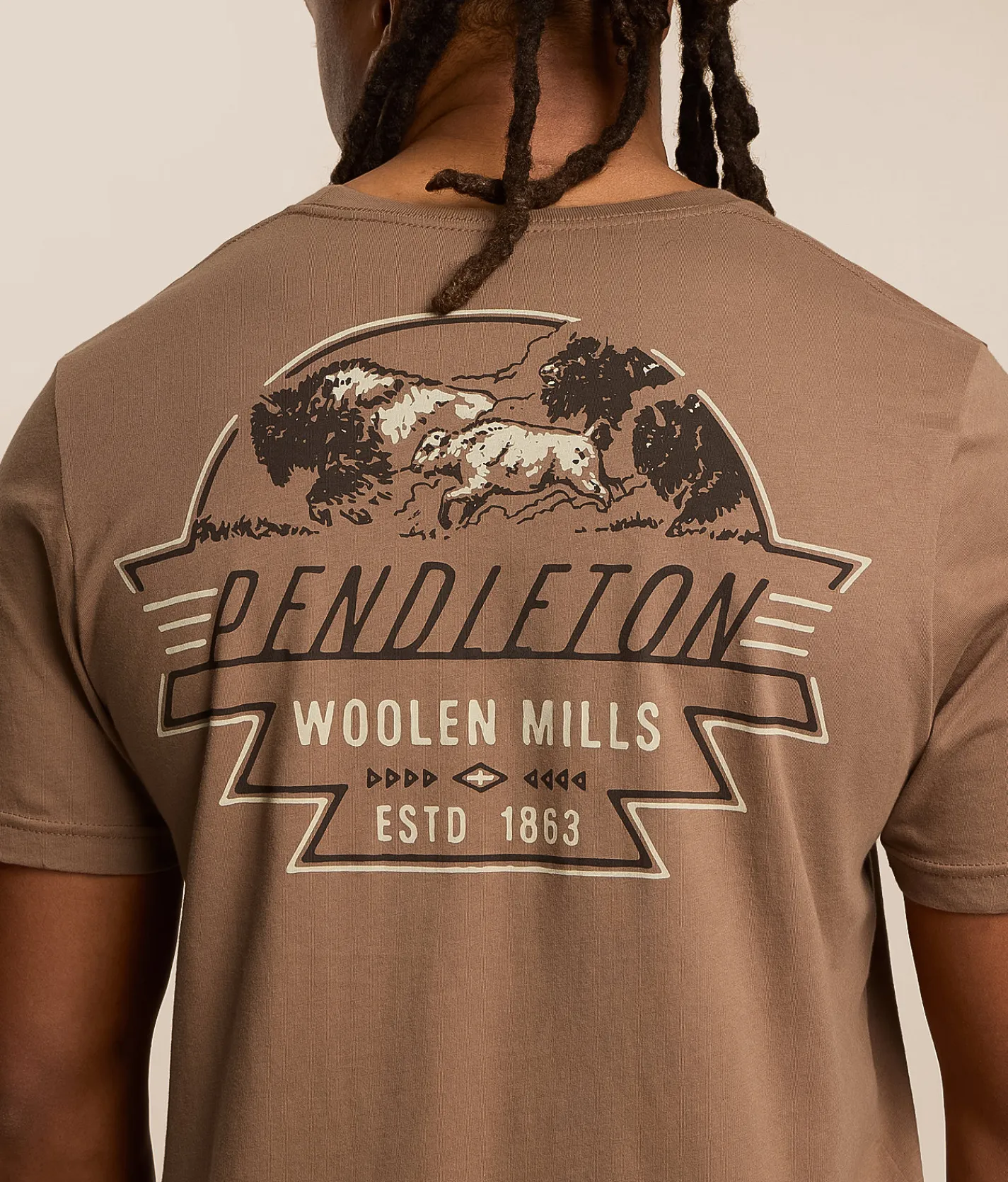 Tops|Graphic T-Shirts | Pendleton Buffalo Herd T-Shirt Vintage Brown