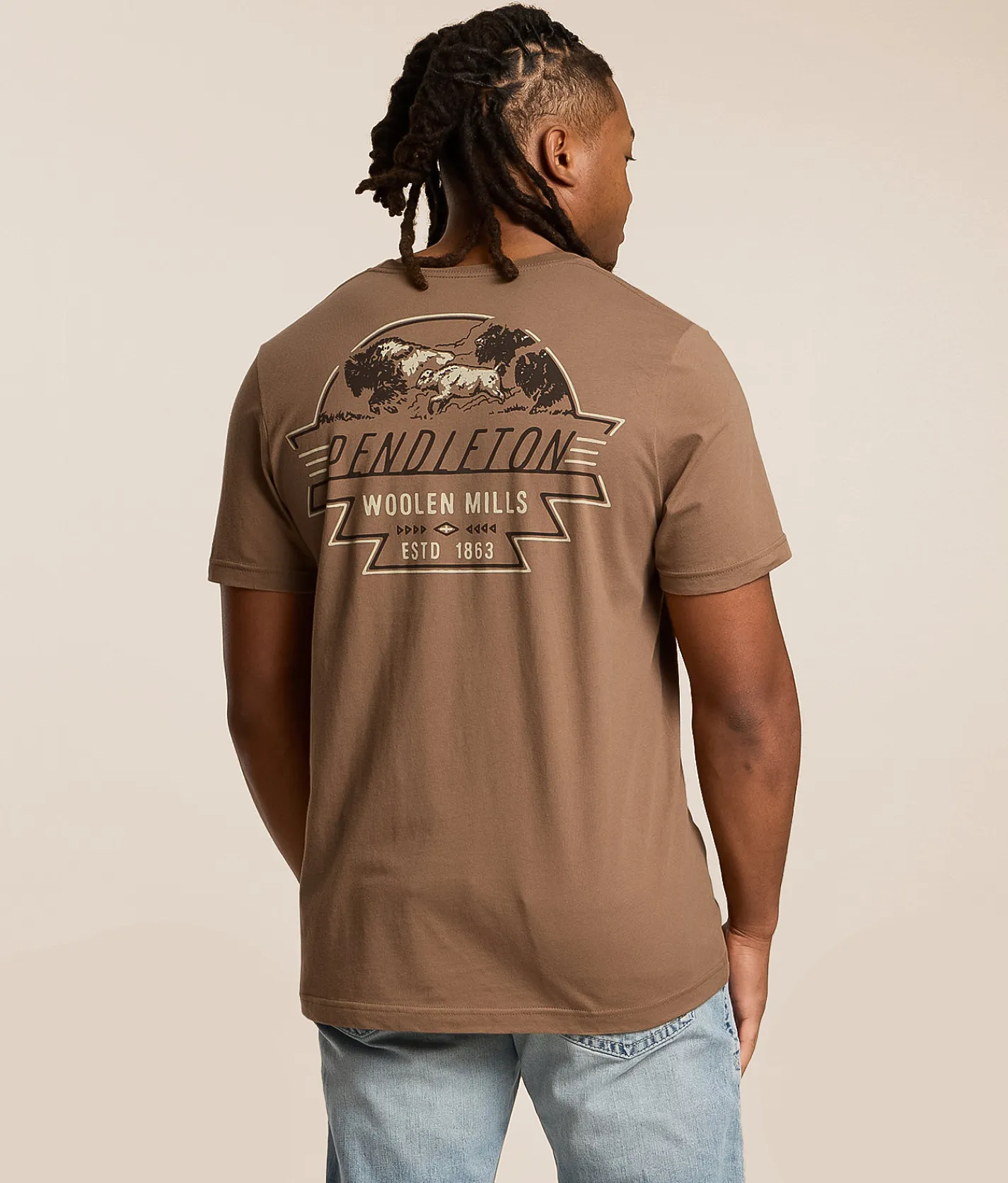 Tops|Graphic T-Shirts | Pendleton Buffalo Herd T-Shirt Vintage Brown