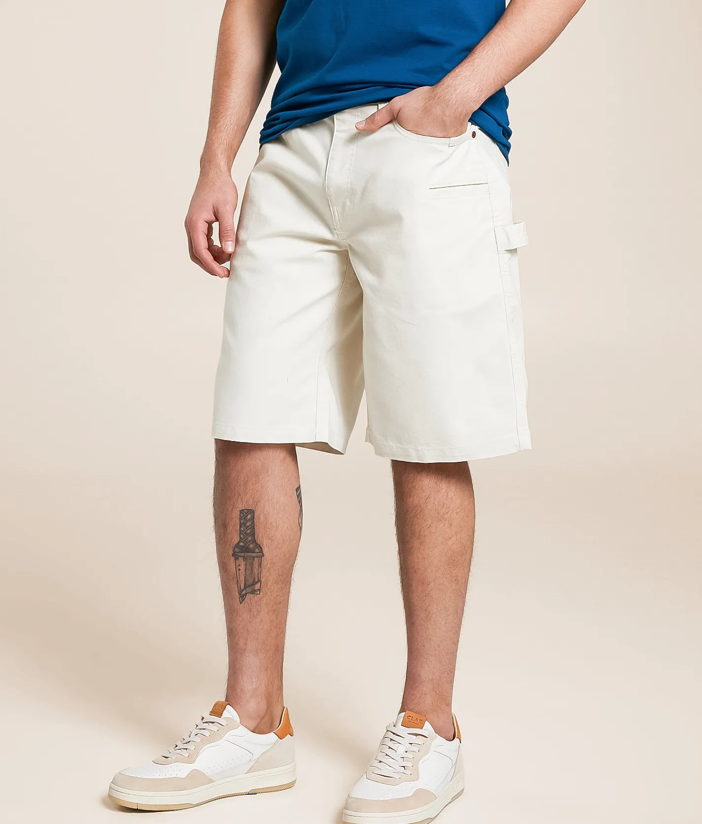Brixton Builders Carpenter Baggy Stretch Short Egret White