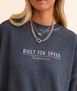 Modish Rebel Built For Speed California Oversized Pullover Washed Black Sale