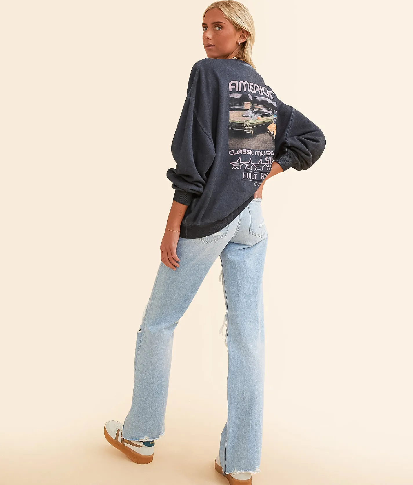 Modish Rebel Built For Speed California Oversized Pullover Washed Black Sale