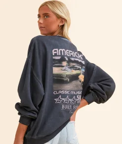 Modish Rebel Built For Speed California Oversized Pullover Washed Black Sale