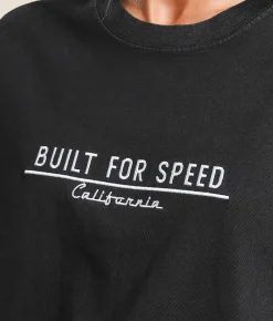 Modish Rebel Built For Speed Oversized T-Shirt Washed Black Clearance