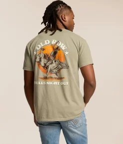 Old Row Bulls Night Out T-Shirt Sandstone Clearance