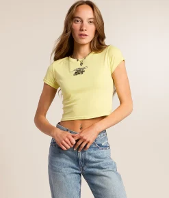 Ed Hardy Bumblebee Cropped Baby T-Shirt Lemon Sale