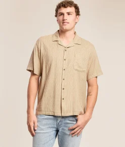 Brixton Bunker Striped Shirt Italian Clay Stripe New