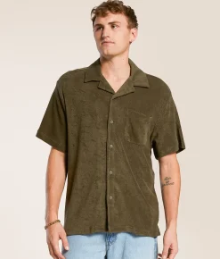 Tops | Brixton Bunker Terry Cloth Shirt Ivy Green
