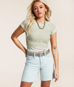 Tops | Gilded Intent Burnout Cropped Top Oil Green