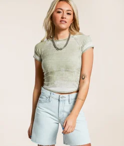Tops | Gilded Intent Burnout Cropped Top Oil Green