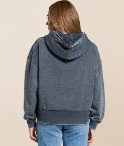 Tops | Gilded Intent Burnout Hooded Sweatshirt Black