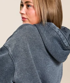 Tops | Gilded Intent Burnout Hooded Sweatshirt Black