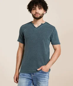 Tops | Buckle Black Burnout Thermal Henley Mineral Blue