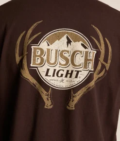 Junkfood Busch Light Antlers T-Shirt Dark Chocolate Discount