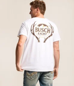 Tops|Graphic T-Shirts | Junkfood Busch Light Antlers T-Shirt White