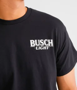 Graphic T-Shirts | Brew City Busch Light Blue Collar T-Shirt Black