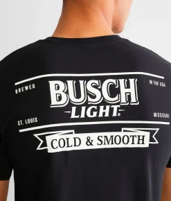 Graphic T-Shirts | Brew City Busch Light Blue Collar T-Shirt Black