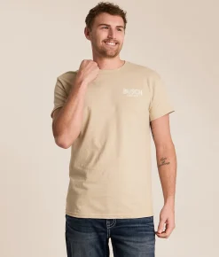 Tops|Graphic T-Shirts | JEDCo Busch Light Boat Dogs T-Shirt Sand