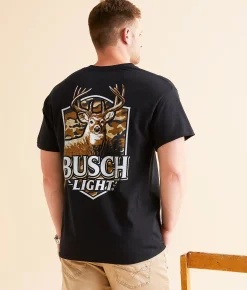 Graphic T-Shirts | JEDCo Busch Light Buck Shield T-Shirt Black