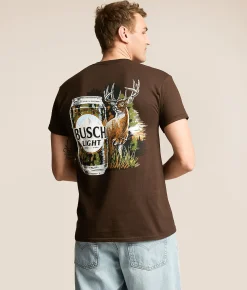 JEDCo Busch Light Camo Can Deer T-Shirt Dark Chocolate Online