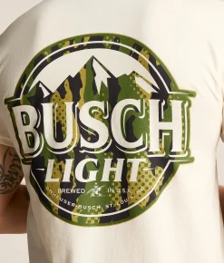 Tops|Graphic T-Shirts | JEDCo Busch Light Camo T-Shirt Natural