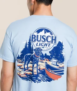 JEDCo Busch Light Camp Dog T-Shirt Light Blue Discount