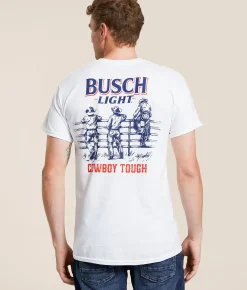 JEDCo Busch Light Cowboy Tough T-Shirt White Sale
