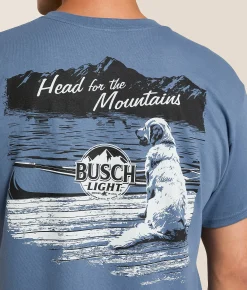 Tops|Graphic T-Shirts | Brew City Busch Light Docked T-Shirt Indigo Blue