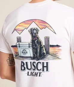 Tops|Graphic T-Shirts | JEDCo Busch Light Dock Of The Lab T-Shirt White