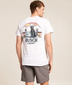 Tops|Graphic T-Shirts | JEDCo Busch Light Dock Of The Lab T-Shirt White