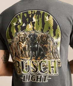 Graphic T-Shirts | JEDCo Busch Light Dogs In Blind T-Shirt Pepper