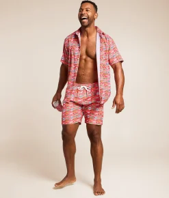 Tropical Bros. Busch Light Fish Lures Stretch Swim Trunks Coral Best