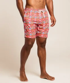 Tropical Bros. Busch Light Fish Lures Stretch Swim Trunks Coral Best