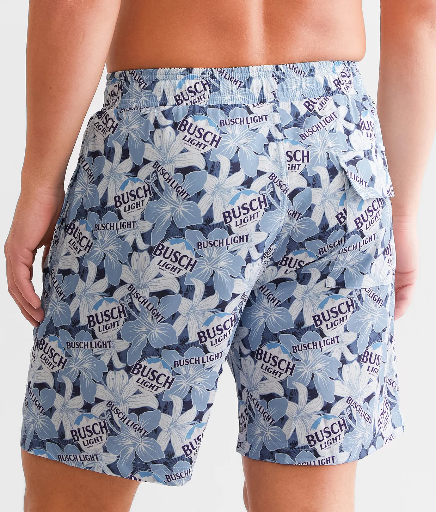 Tropical Bros Busch Light® Floral Stretch Swim Trunks Blue New