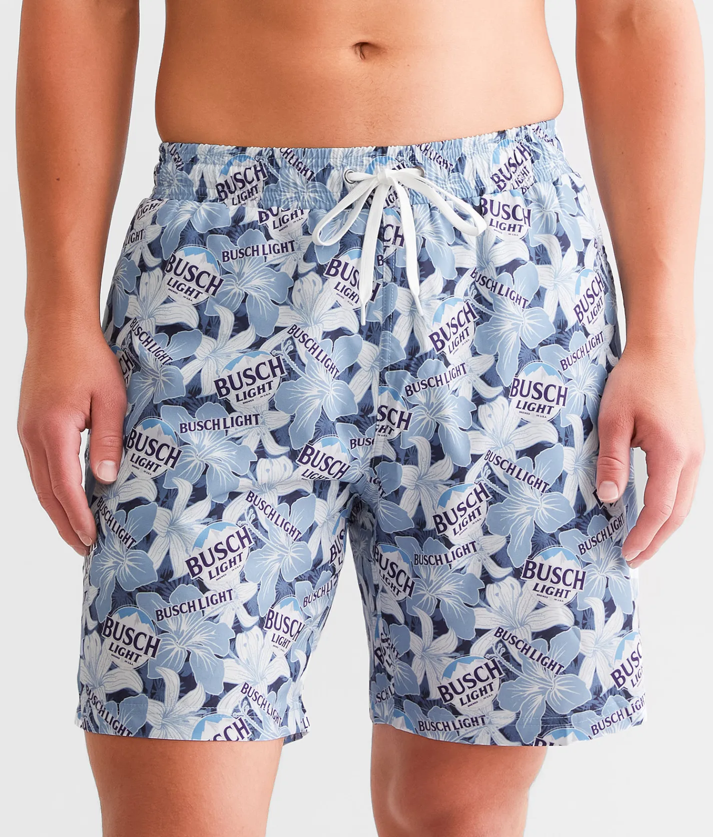 Tropical Bros Busch Light® Floral Stretch Swim Trunks Blue New